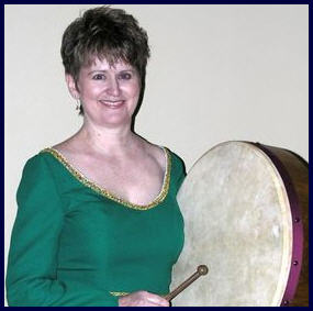 Carol with her bodhran.